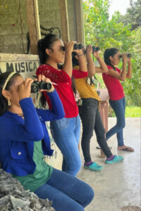 kids with binoculars